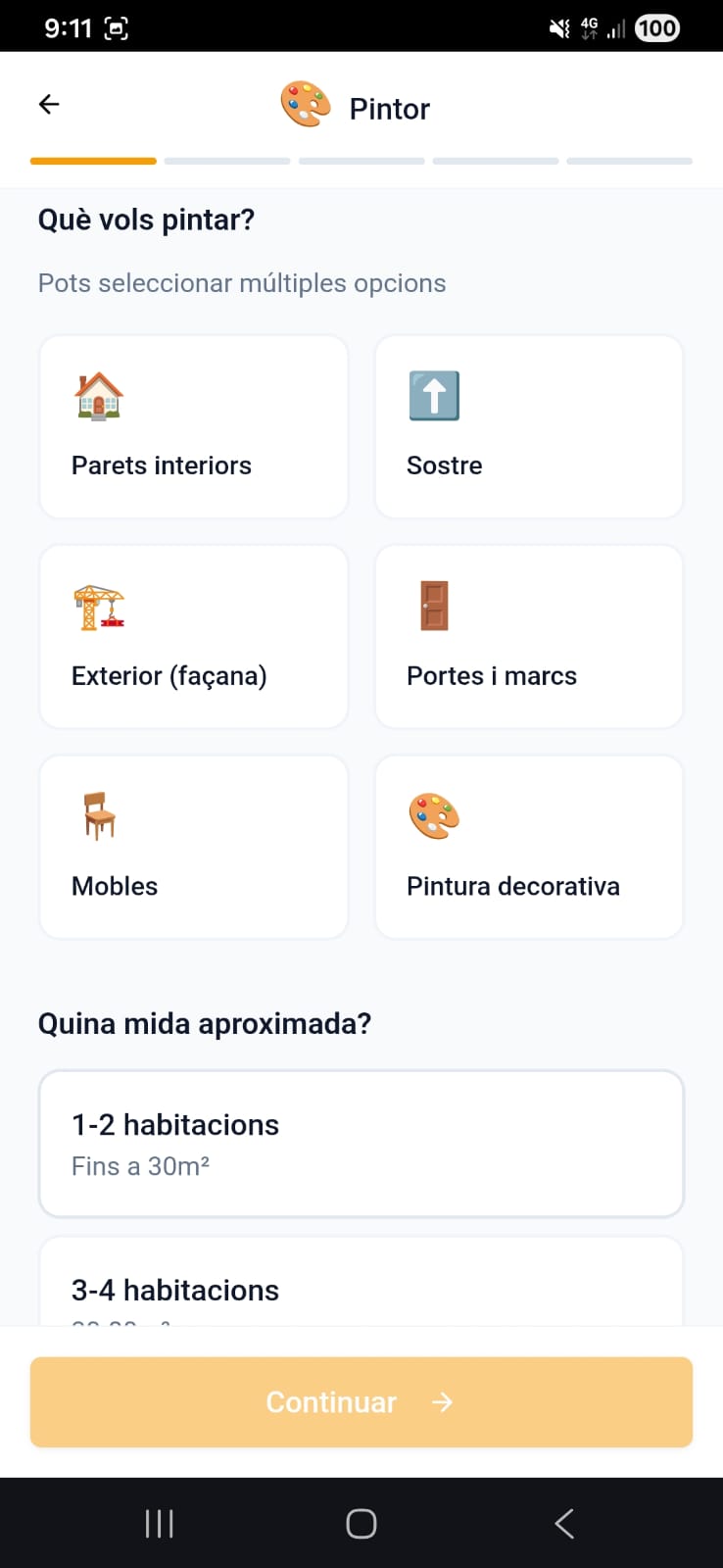 Pantalla de detall d’una petició amb fotos i descripció
